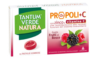 Tantum green natural propóleo+c con zinc y vitamina c 15 comprimidos de gominola sabor frutos rojos