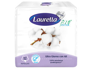 Laurella ultra día algodón absorbente con alas 12 piezas