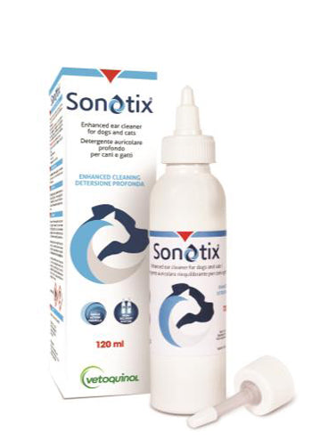 Sonotix deep ear cleaner for dogs and cats 120 ml + short rigid cannula + long flexible cannula