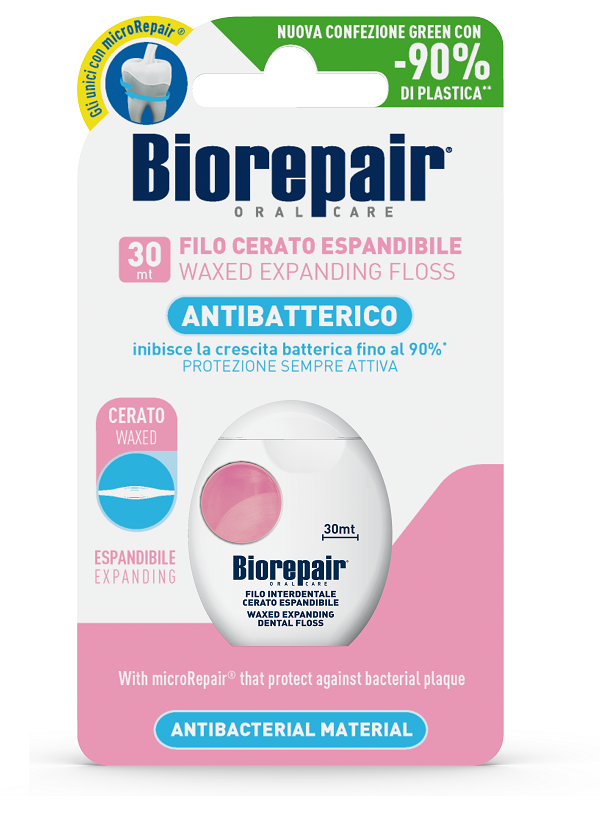 Biorepair oral care antibatterico filo cerato espandibile gengive delicate 25+5 metri