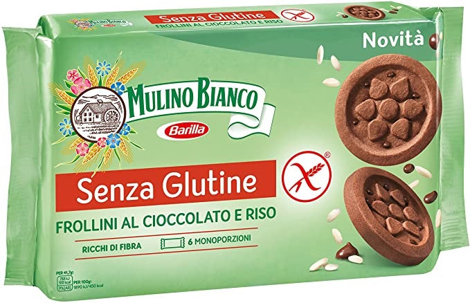 Galletas Mulino bianco de chocolate y arroz sin gluten 6 raciones individuales de 41,66 g