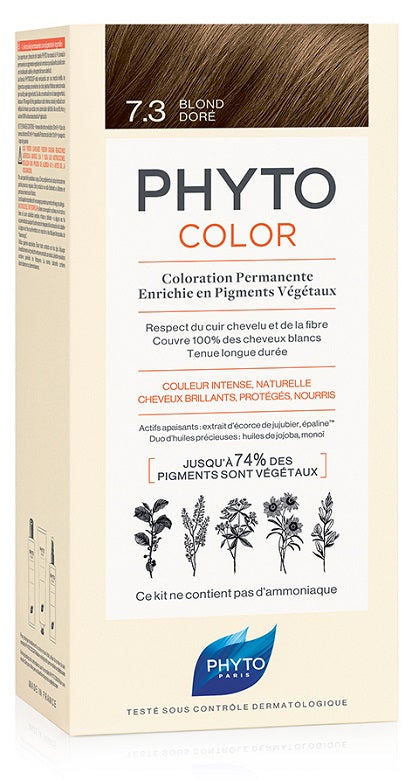 Phytocolor 7.3 biondo dorato 1 latte + 1 crema + 1 maschera + 1 paio di guanti