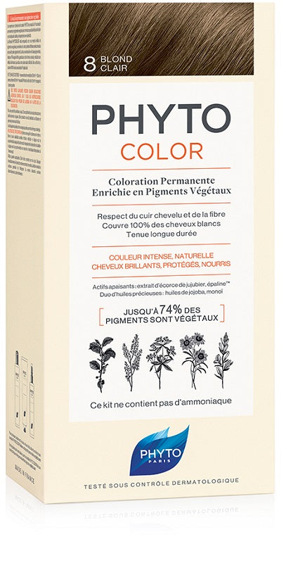 Phytocolor 8 biondo chiaro 1 latte + 1 crema + 1 maschera + 1 paio di guanti