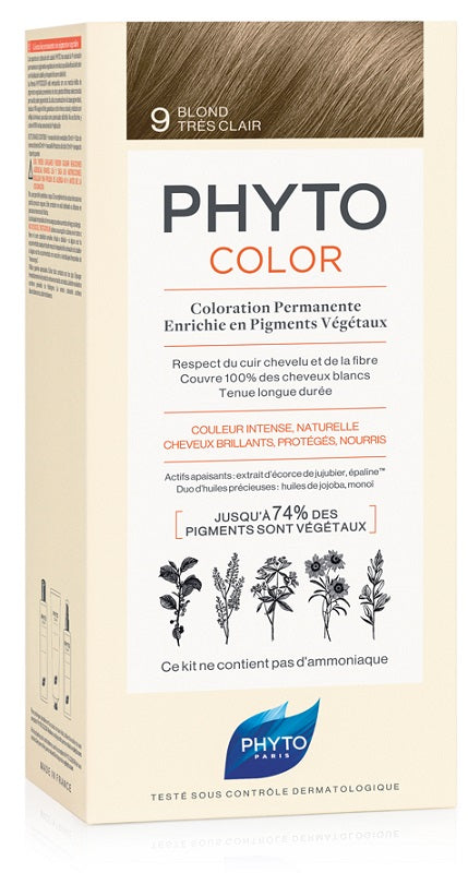 Phytocolor 9 biondo chiariss 1 latte + 1 crema + 1 maschera + 1 paio di guanti