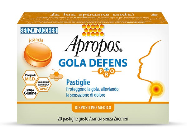 Apropos gola defens 20 pastiglie arancia senza zucchero