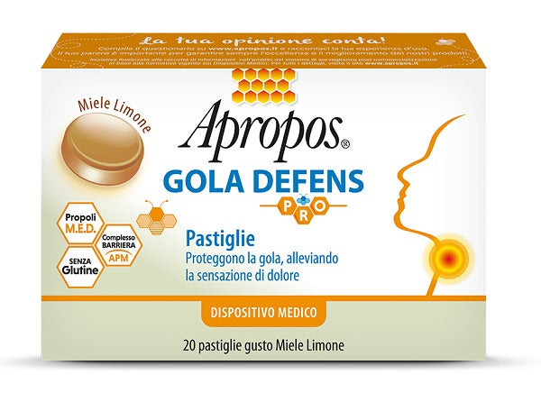 APROPOS - Gola Defens Pro - Pastiglie Gola gusto Miele e Limone - 20 pastiglie