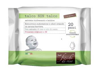 Rice flakes talc wipes non talc