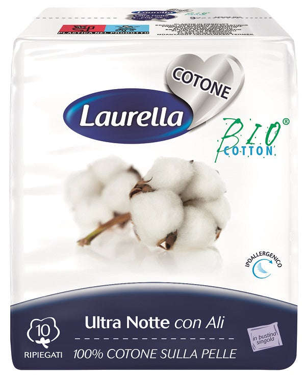 Assorbente laurella per donna in cotone ultra ali notte 10 pezzi