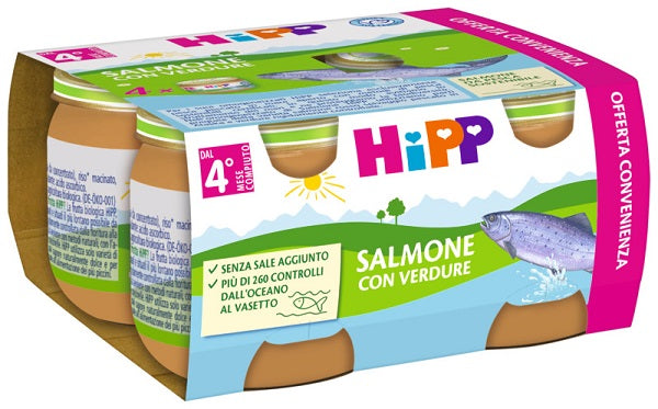 Hipp omogeneizzato salmone/verdure 4x80 g