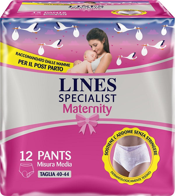 Lines specialist maternity mutandina assorbente per perdite post parto misura medium 12 pezzi