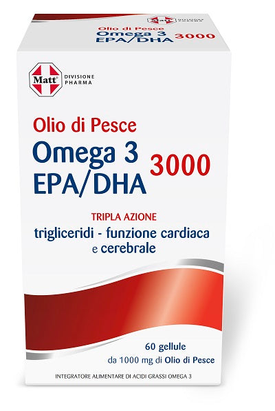 Matt divisione pharma olio di pesce omega 3 epa/dha 3000 tripla azione 60 gellule