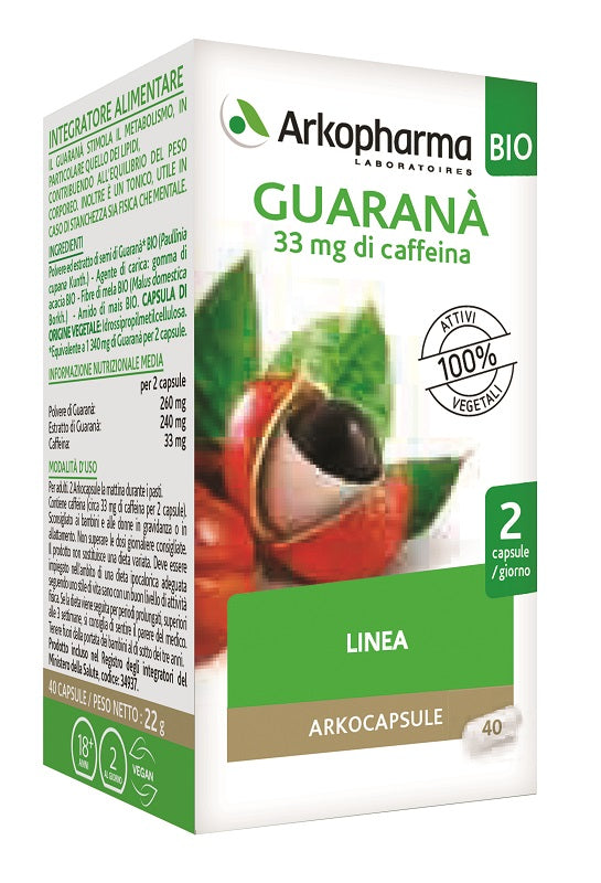 Arko cápsulas de guaraná orgánico 40 cápsulas