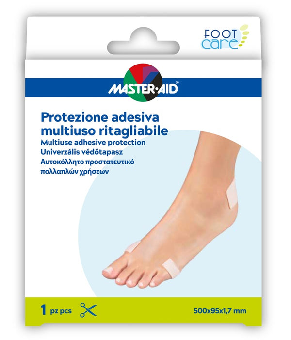 Protezione adesiva multiuso master-aid footcare ritagliabile 50x9,5 cm a6