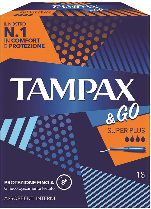 Tampax &amp;go super plus internal tampon 18 pieces