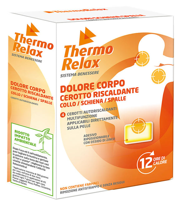 Thermorelax cerotto autoriscaldante dolore corpo collo/schiena/spalle 4 pezzi