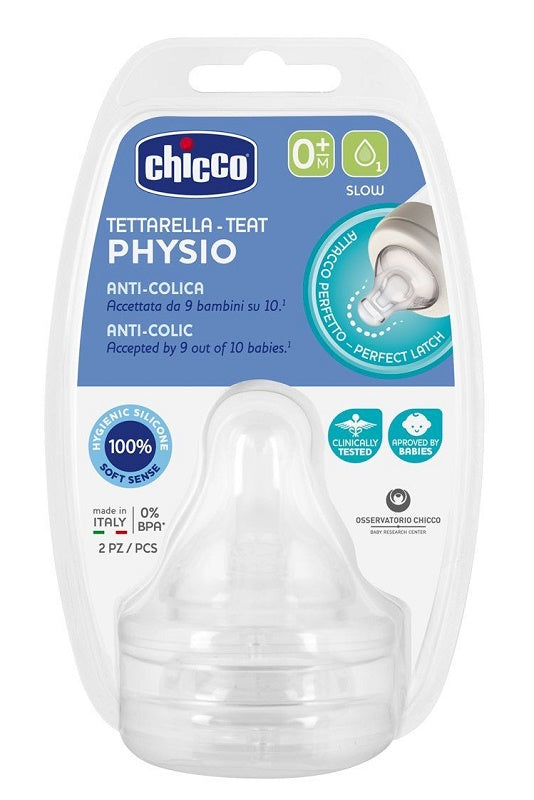 Chicco tettarella perfect 5 0m in silicone 1 foro 2 pezzi