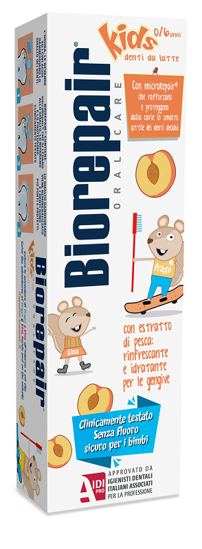 Biorepair oral care kids 0-6 anni denti da latte dentifricio con estratto di pesca 50 ml