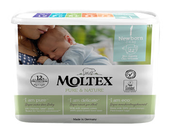 Moltex pure &amp; nature new born diapers 2-5 kg ​​size 1 22 pieces