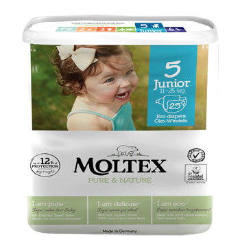 Moltex pure &amp; nature junior diapers 11-16 kg size 5 25 pieces