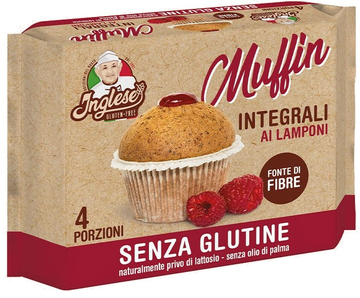 Muffins ingleses integrales rellenos de frambuesa, 4 piezas de 40 g