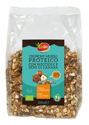 Vivibio crunchy proteico con nocciole e semi di canapa 250 g