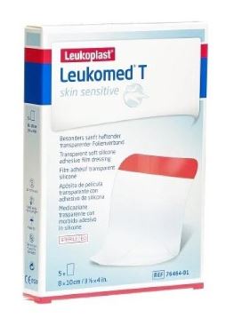 Leukomed t skin sensitive medicazione post-operatoria trasparente con massa adesiva in silicone 8x10 cm 5 pezzi