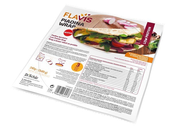 Flavis piadina wrap aproteica 3 pezzi da 80 g