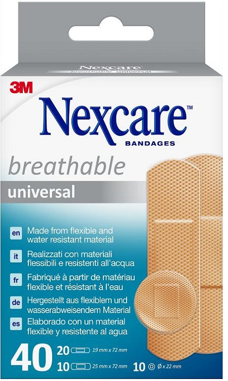 Cerotto preparato 3m nexcare universal assortiti 20 cerotti 19x72mm + 10 cerotti 25x72mm + 10 cerotti tondi 22,5mm