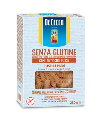 De cecco fusilli n34 lentejas rojas 250 g