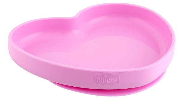 Chicco heart plate silicone suction cup pink