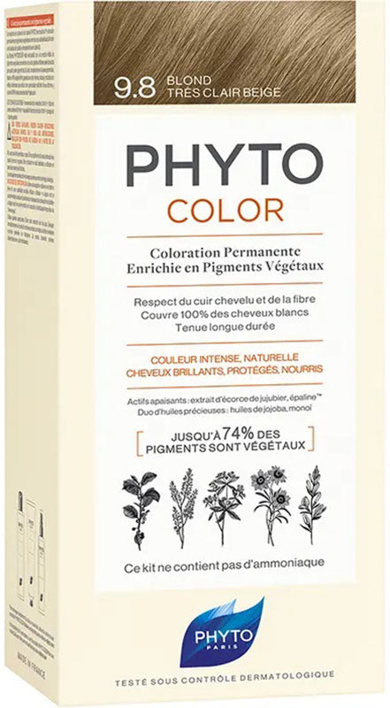 Phytocolor 9.8 very light ash milk blonde 50 ml + cream 50 ml + mask 12 ml