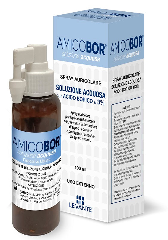 Soluzione acquosa per irrigazione dell'orecchio amicobor 100 ml