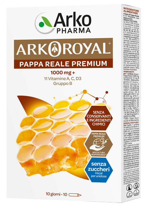 Arkoroyal pappa reale 1000 mg + vitamine senza zucchero 10 fiale