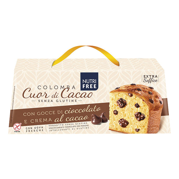 Nutrifree colomba de corazón de cacao con chispas de chocolate y crema de cacao 400 g