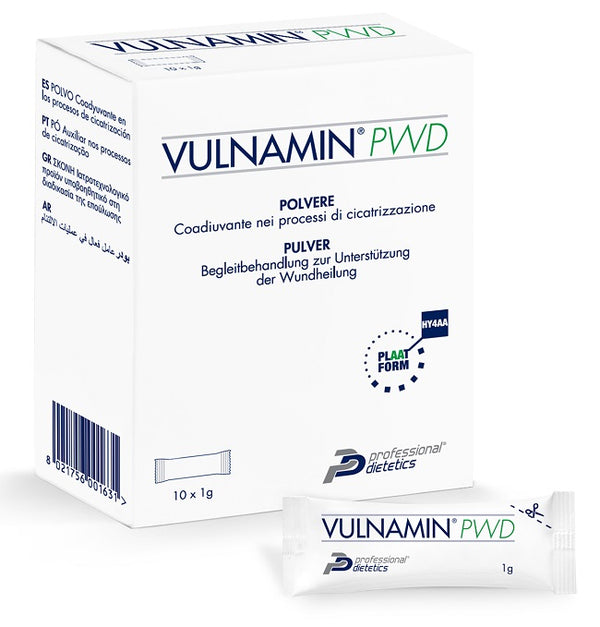 Vulnamin pwd medicazione interattiva in polvere di sodio jaluronato e aminoacidi 10 stick pack