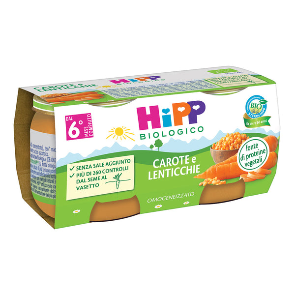 Hipp papilla ecológica zanahorias/lentejas 2x80 g