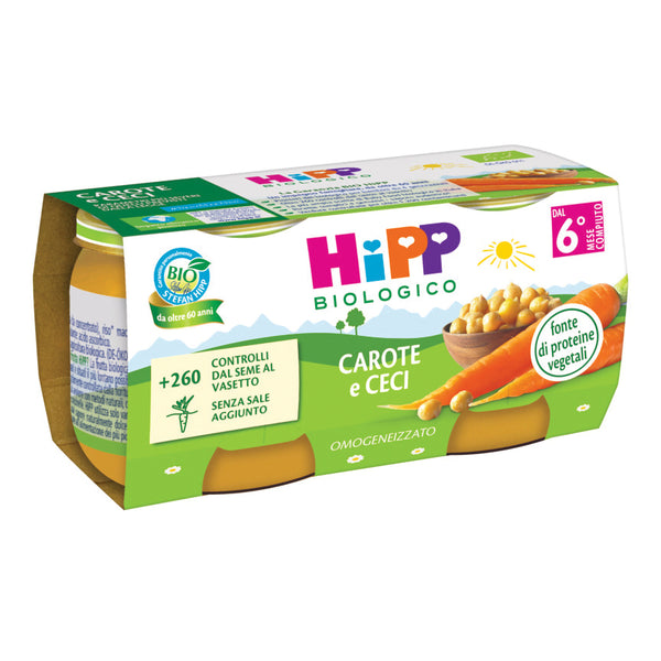 Hipp bio omogeneizzato carote/ceci 2x80 g