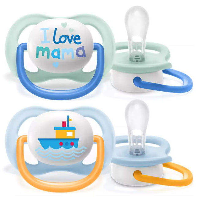 Avent ultra air succhietto mama/boat maschio 0-6 mesi 2 pezzi