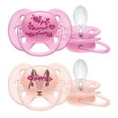 Avent ultra soft succhietto flower/squirrel femmina 6-18 mesi old scf223/22 2 pezzi