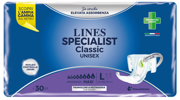 Lines especialista pantalón pañal clásico maxi grande 30 piezas