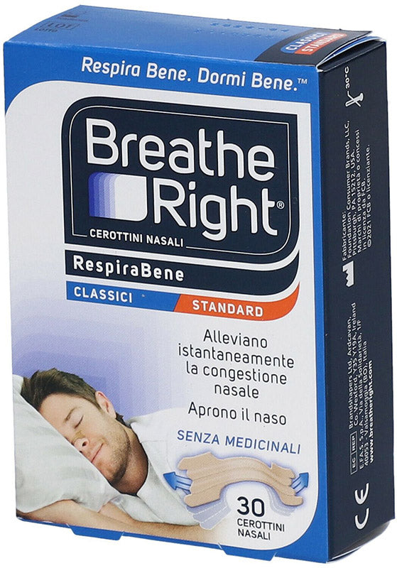 Cerotti nasali breathe right classici 30 pezzi