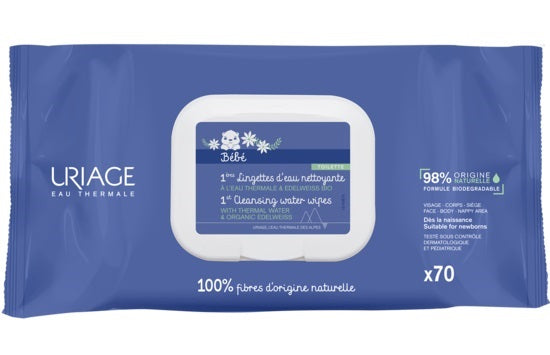 URIAGE - Bebe salviettine detergenti all'acqua 70 pezzi