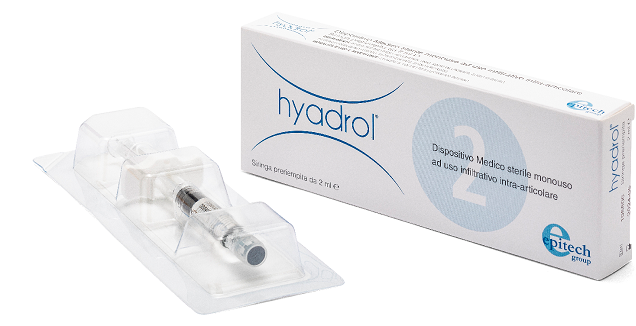 Siringa intra-articolare hyadrol con acido ialuronico 1% e adelmitrol 2% capacita' 2 ml