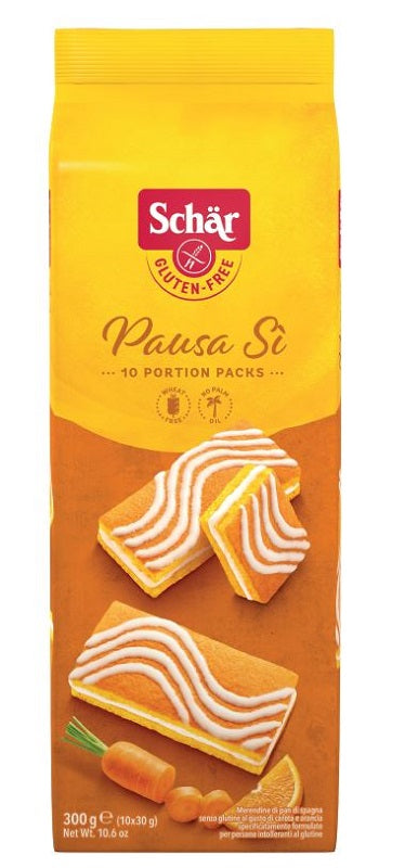 Schar pausa si' snacks de bizcocho con sabor a zanahoria y naranja 10 raciones de 30 g