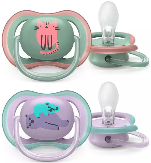 Avent ultra air pacifier 6-18m female cat/bear 2 pieces