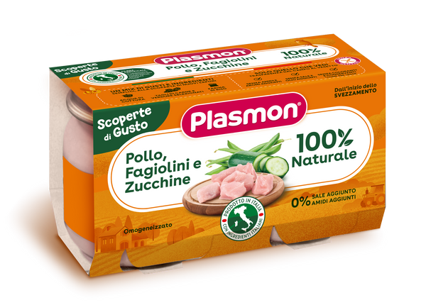 Plasmon omogeneizzati pollo fagiolini zucchine 2 pezzi da 120 g