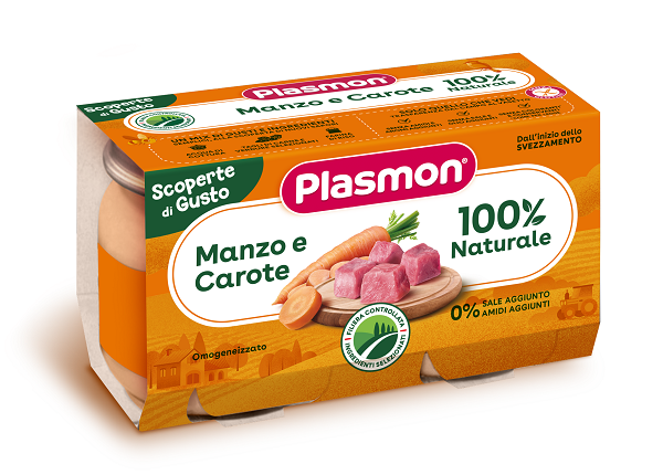 Plasmon omogeneizzati manzo carote 2 pezzi da 120 g