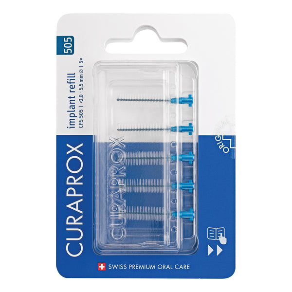 Curaprox cps 505 recambio implante 5 cepillos azules