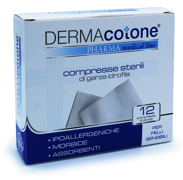 Compressed hydrophilic gauze dermacotone 4 layers 7.5x7.5cm 12 pieces