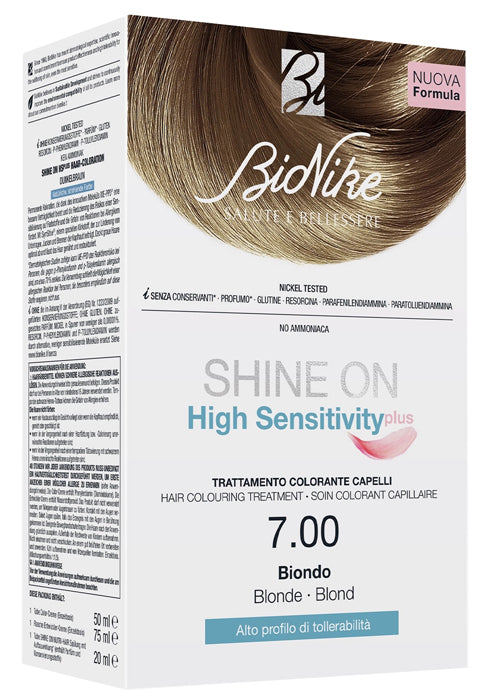 Shine on high sensitivity plus biondo 7,00 rivelatore in crema 75 ml + crema colorante 50 ml